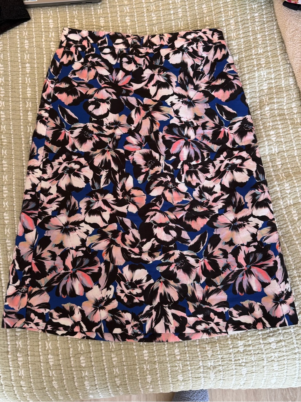 J. Crew Floral A-Line Skirt in Pink, Blue & Black